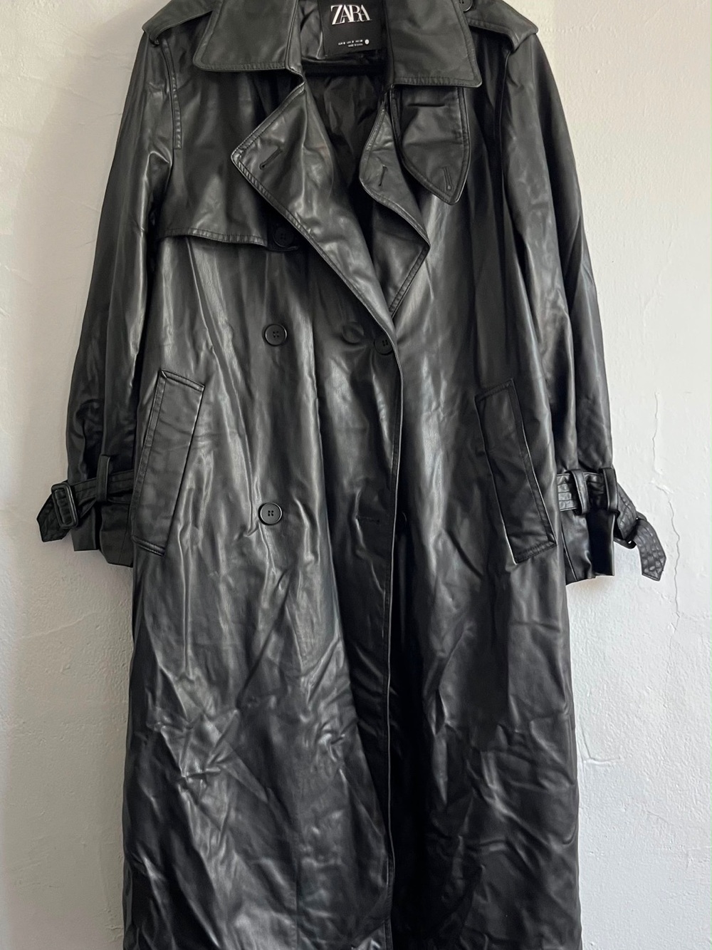 ZARA Black Faux Leather Coat
